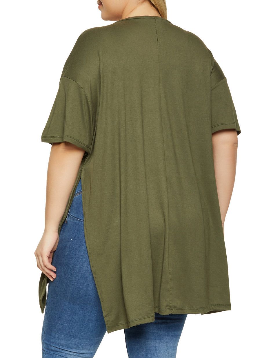 Plus Size Side Slit V Neck Tee sold by Rainbow product image thumbnail 2