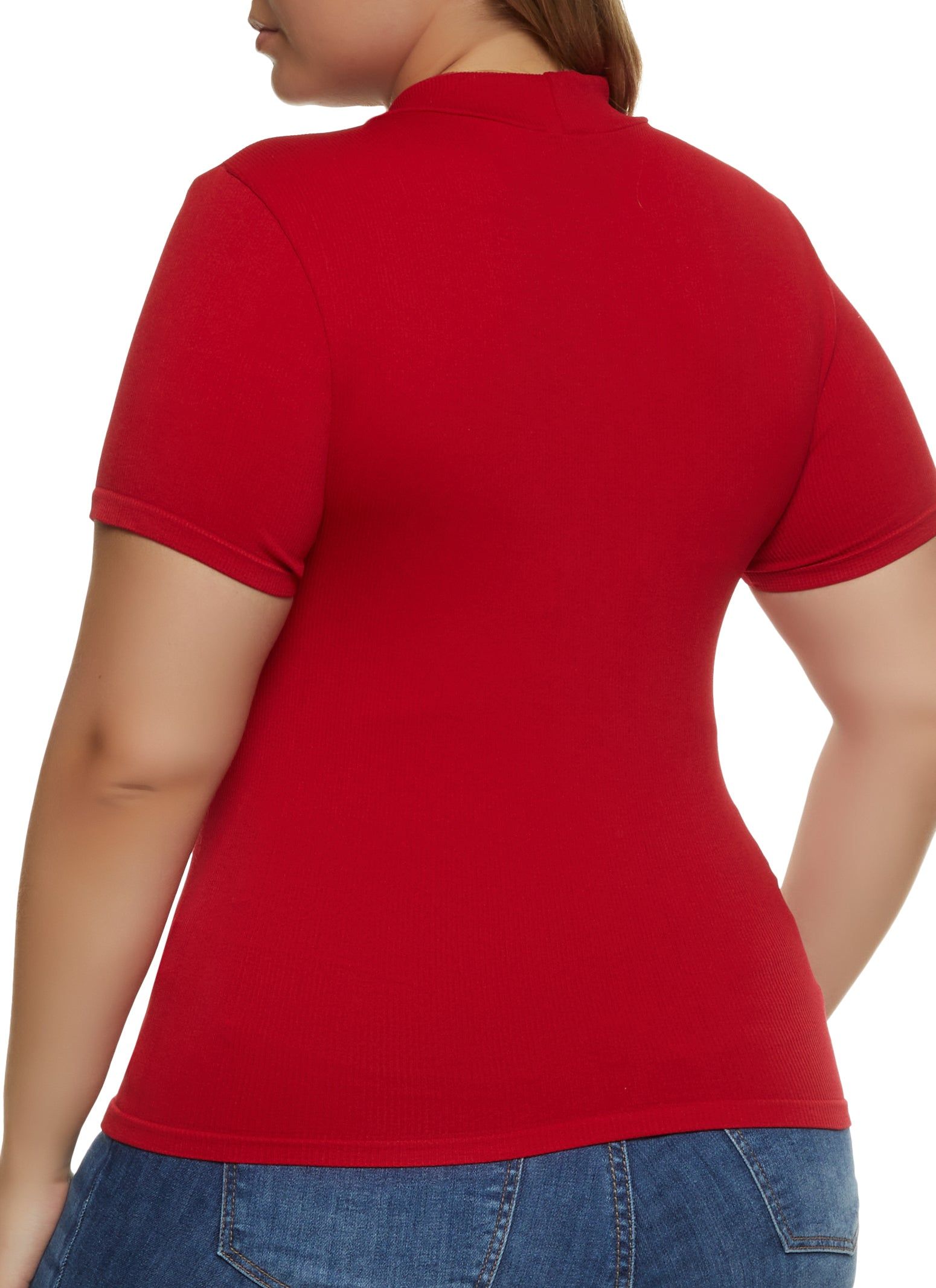 Plus Size Seamless Mock Neck Short Sleeve Tee sold by Rainbow product image thumbnail 2