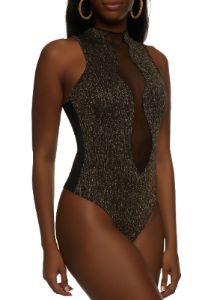 Lurex Mesh Insert Bodysuit sold by Rainbow