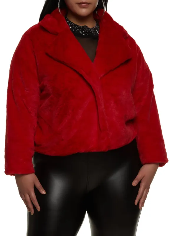 Plus Size Faux Fur Cropped Jacket sold by Rainbow