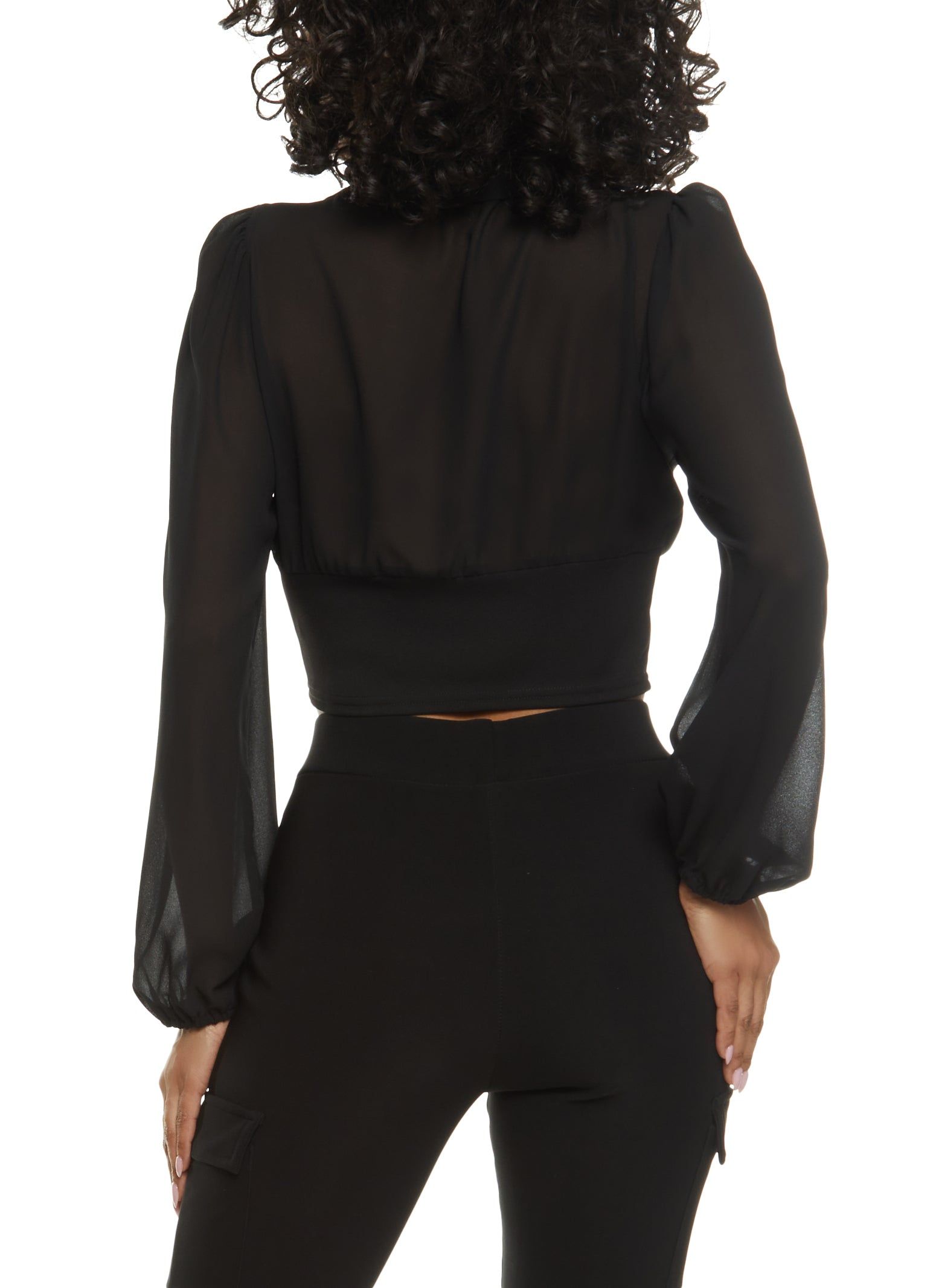 Pleated Button Front Crop Blouse sold by Rainbow product image thumbnail 3