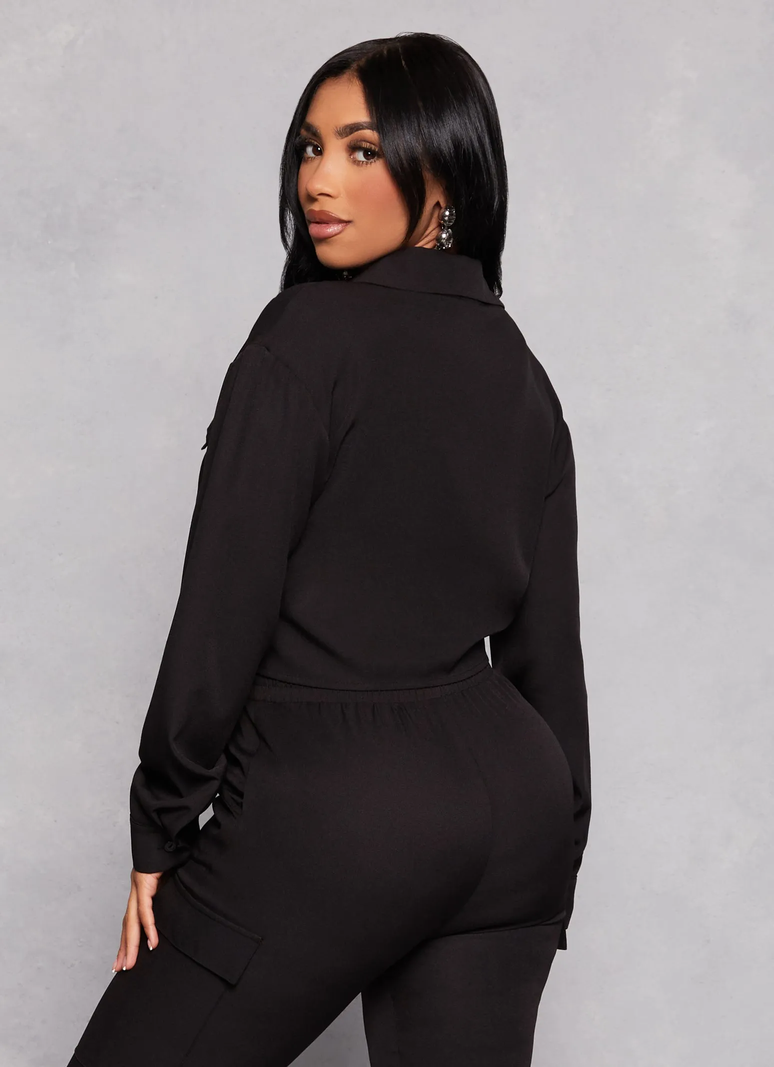 Crepe Knit Twist Front Pocket Detail Shirt sold by Rainbow product image thumbnail 3