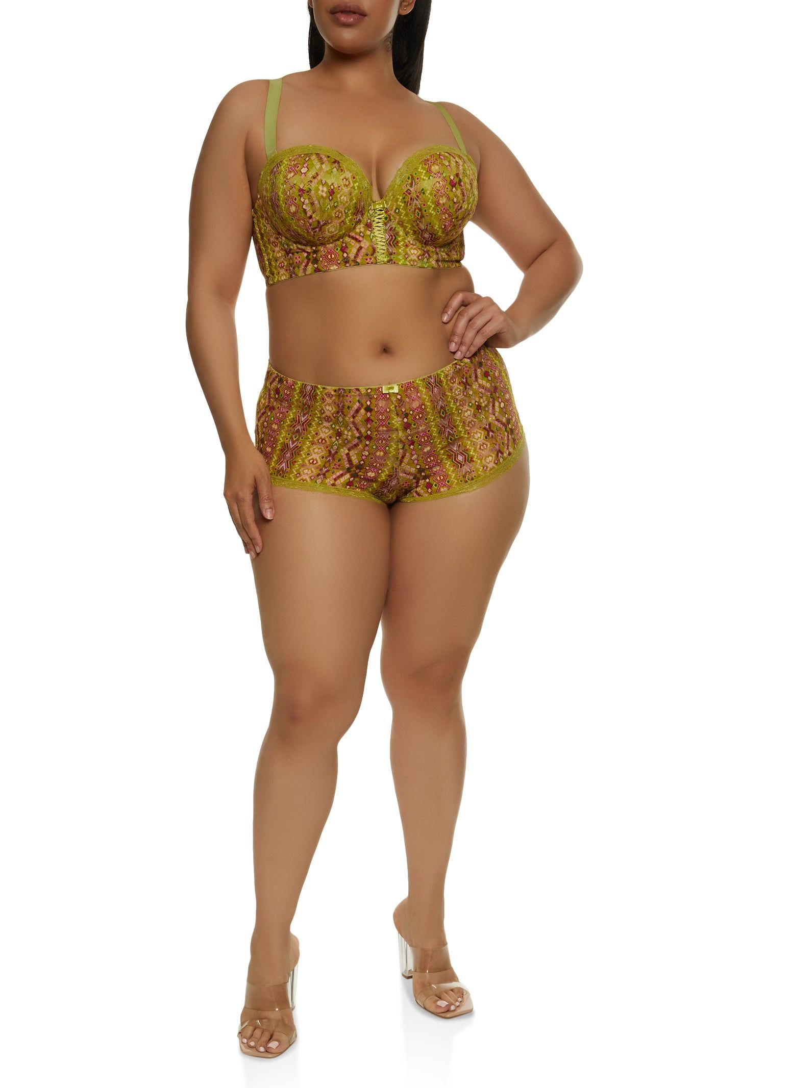 Plus Size Patterned Lace Longline Bra | Converts to Strapless sold by Rainbow product image thumbnail 2