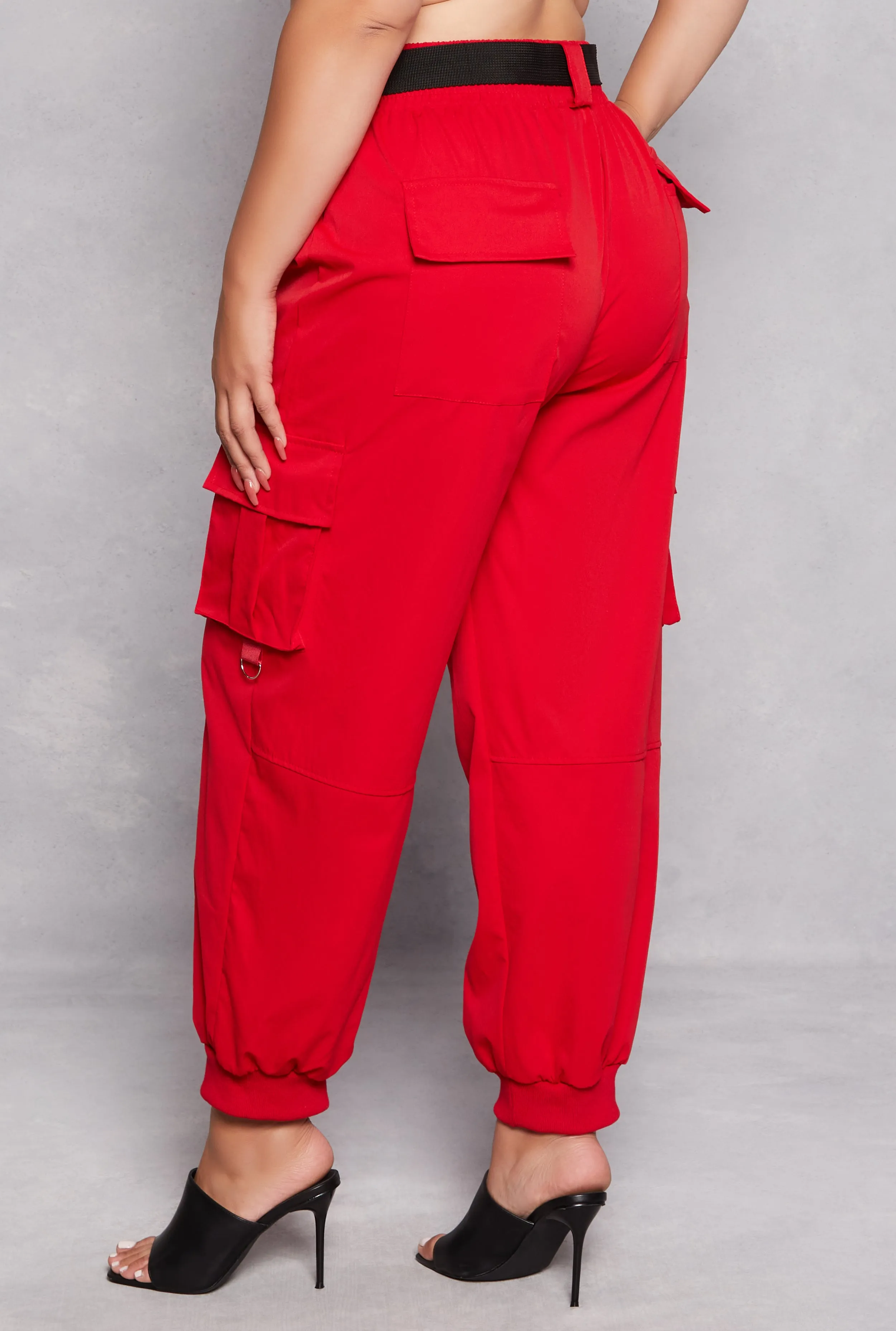 Plus Size Poplin Buckle Belted Cargo Joggers sold by Rainbow product image thumbnail 3