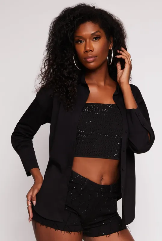 Button Front Long Sleeve Tunic Shirt sold by Rainbow