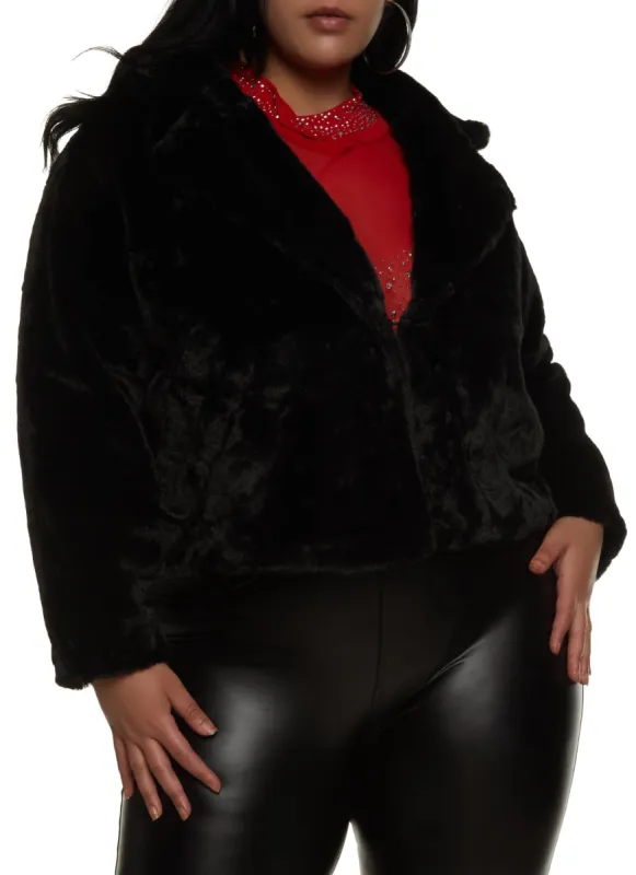 Plus Size Faux Fur Cropped Jacket sold by Rainbow