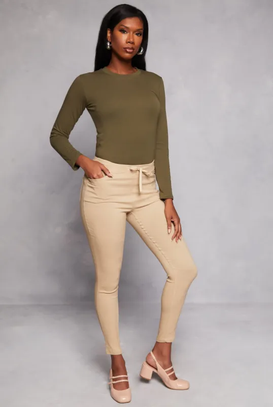 Drawstring High Waisted Skinny Leg Pants sold by Rainbow