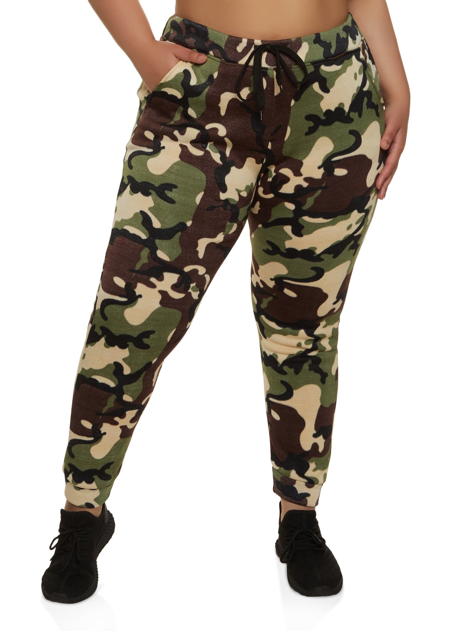 Plus Size Fleece Camo Joggers sold by Rainbow