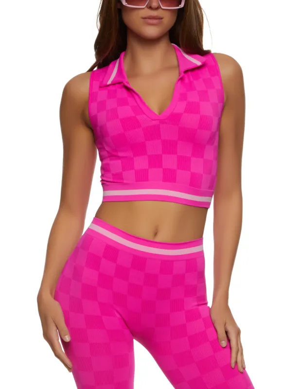Checkered Print Seamless Cropped Tank Top sold by Rainbow