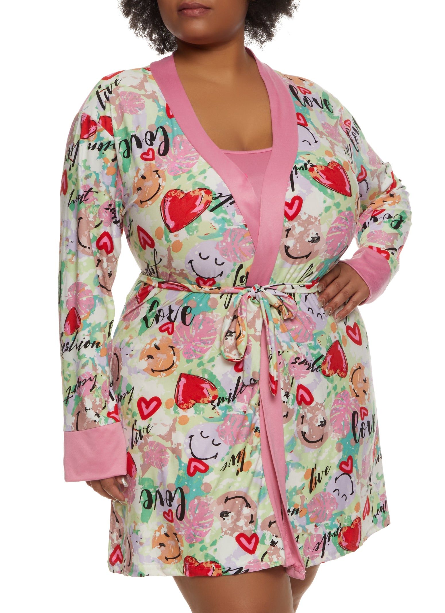 Plus Size Love Glitter Graphic Nightgown and Robe sold by Rainbow