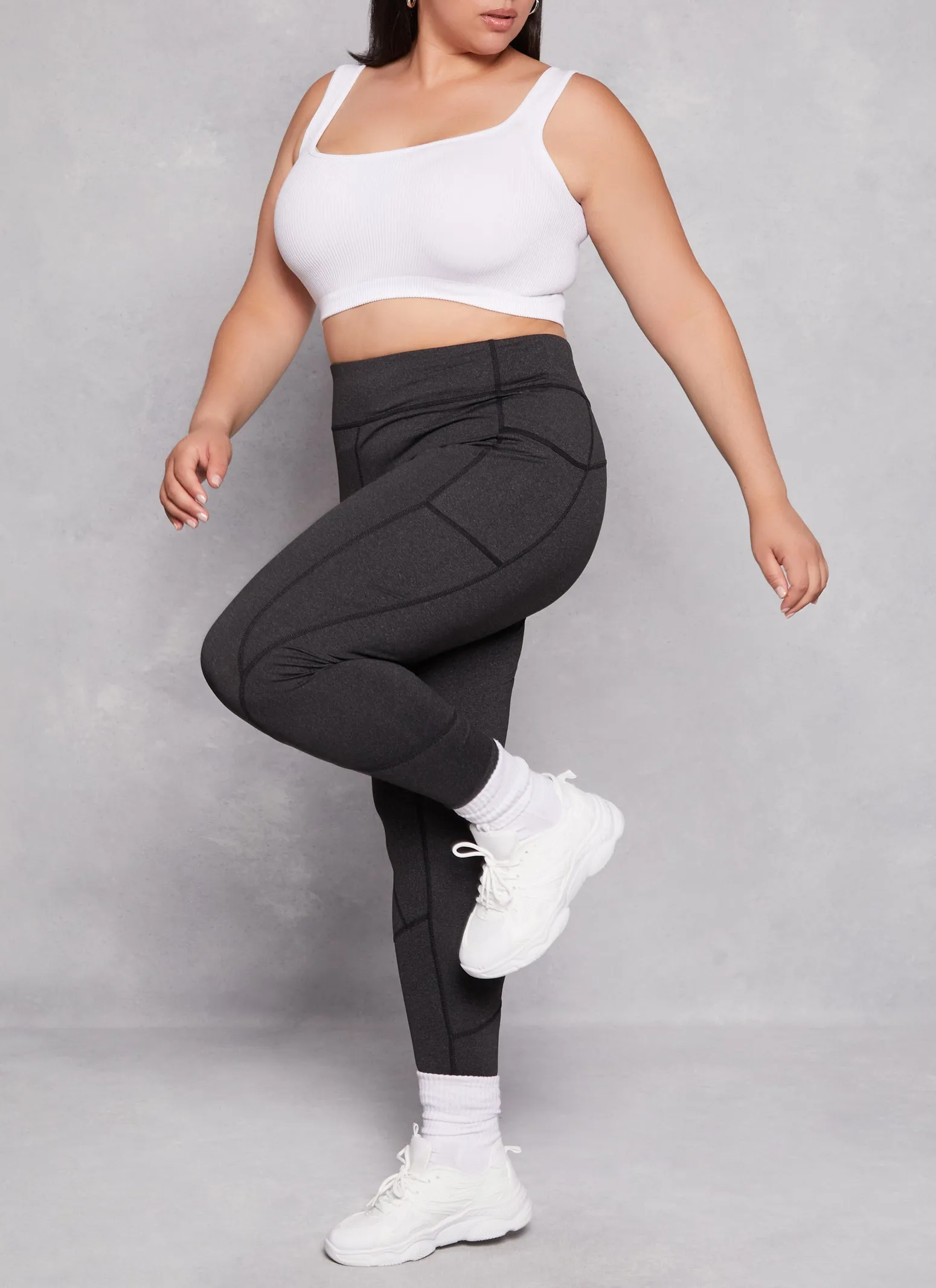 Plus Size Side Pocket High Waist Leggings sold by Rainbow