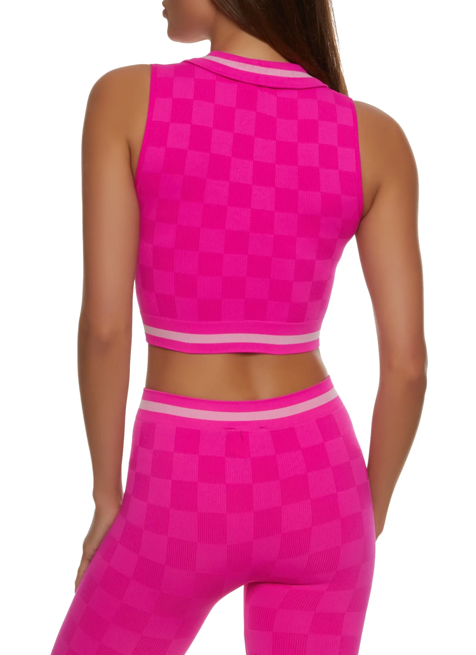 Checkered Print Seamless Cropped Tank Top sold by Rainbow product image thumbnail 3