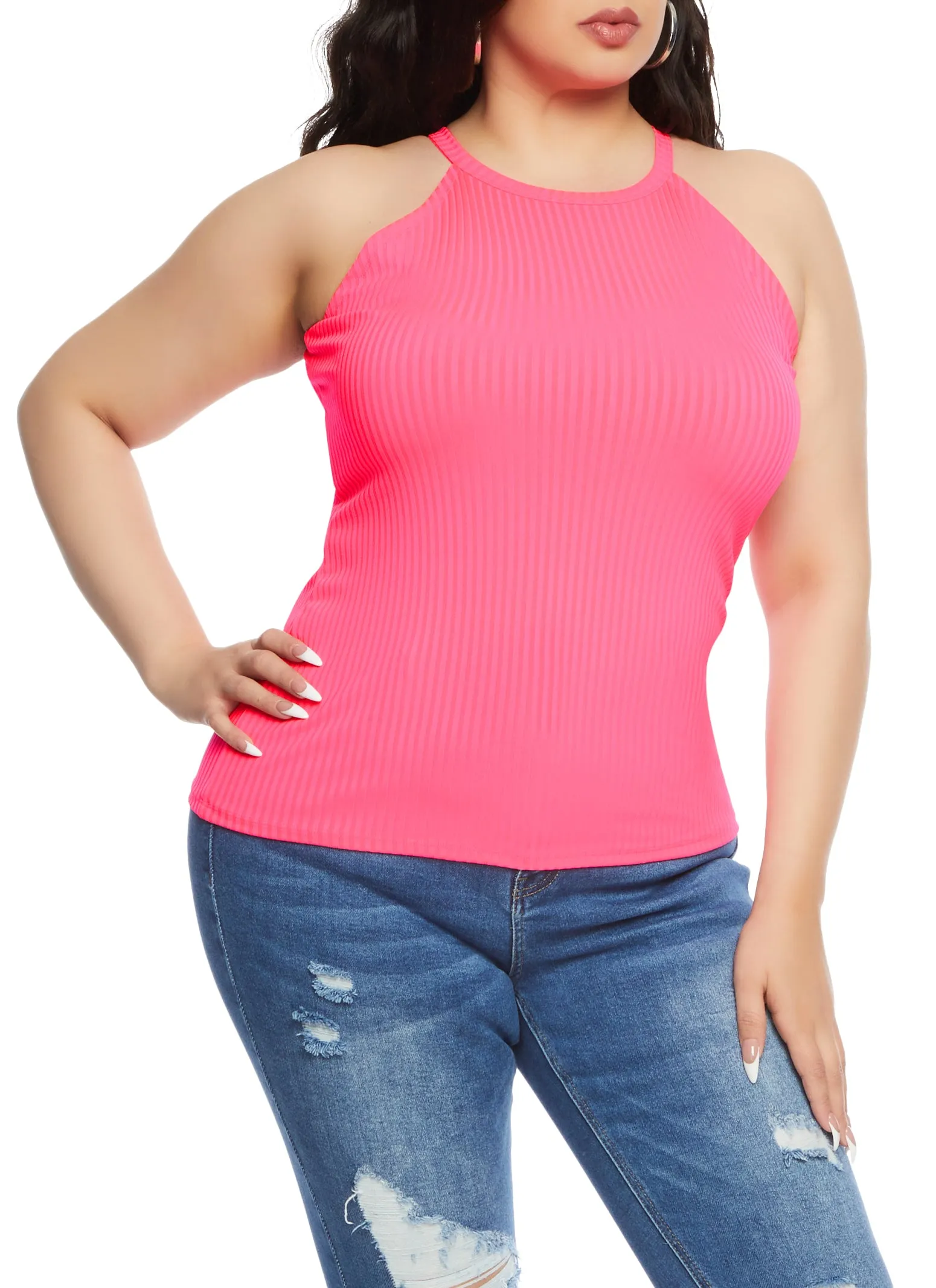 Plus Size Ribbed High Neck Tank Top sold by Rainbow product image thumbnail 2
