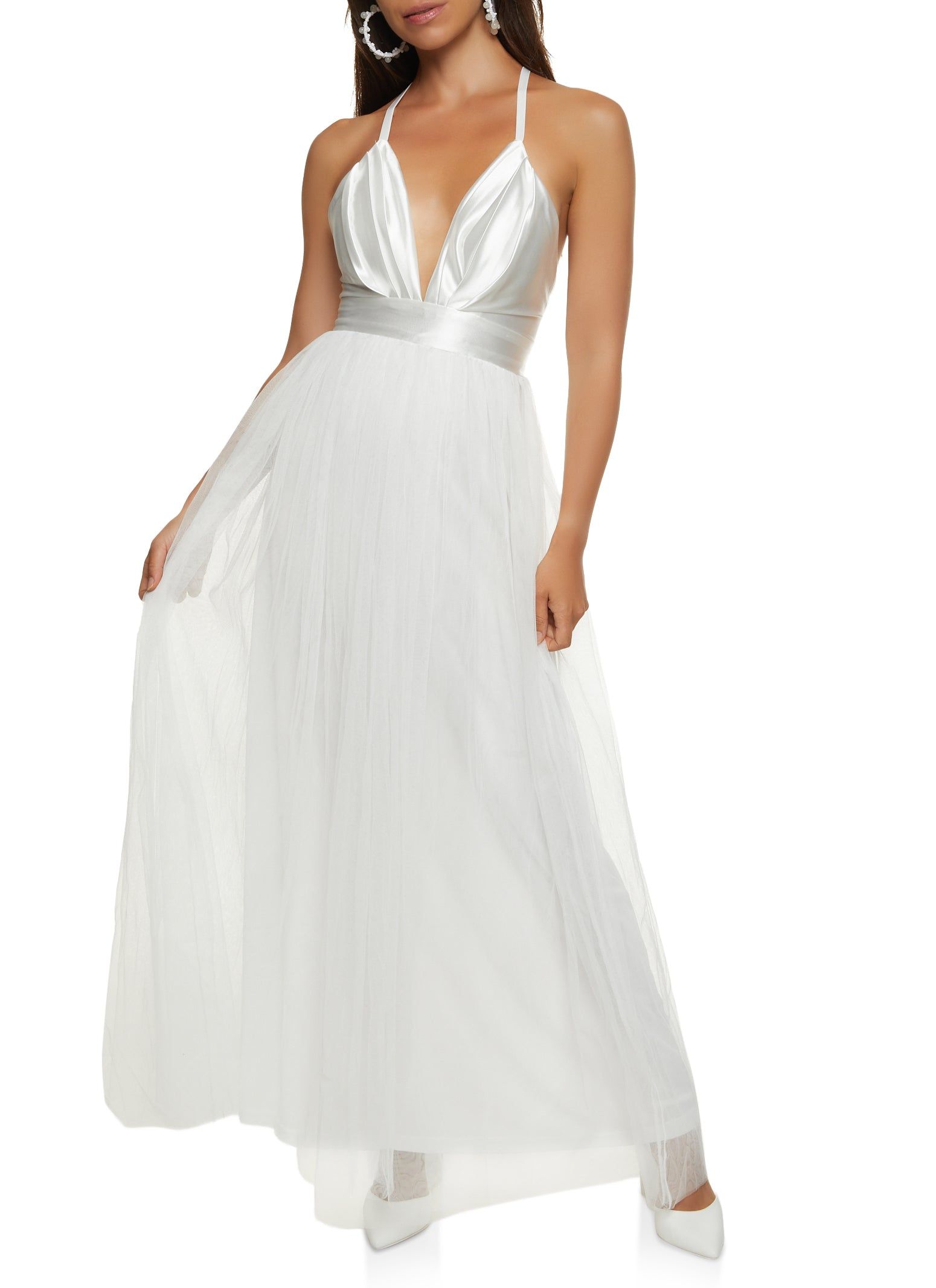 Plunge Tulle Maxi Dress sold by Rainbow product image thumbnail 2