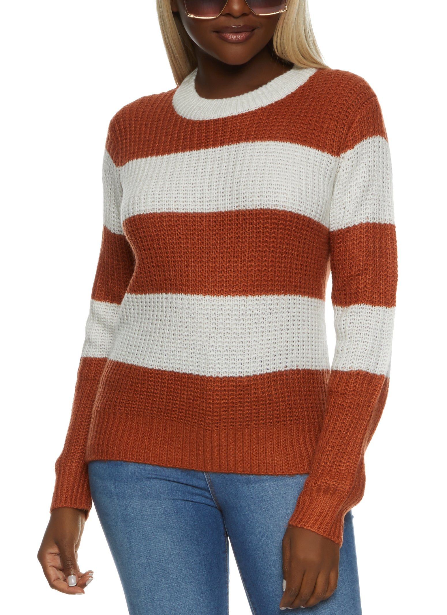 Striped Long Sleeve Pullover Sweater sold by Rainbow