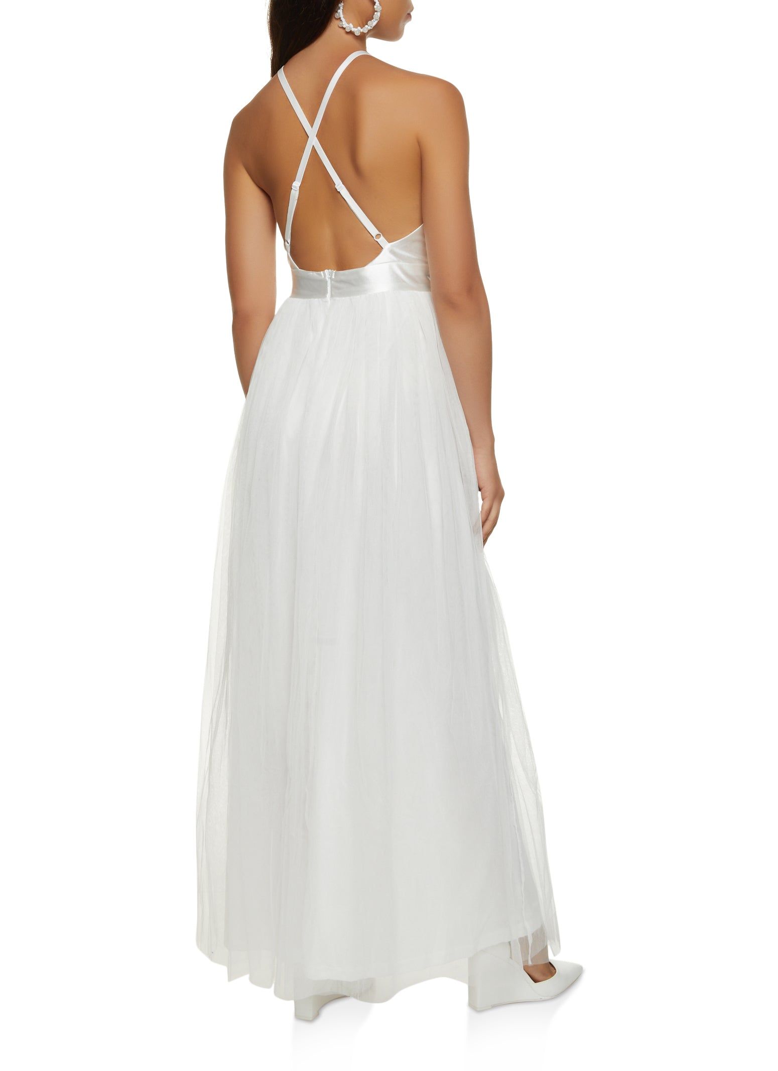 Plunge Tulle Maxi Dress sold by Rainbow product image thumbnail 3