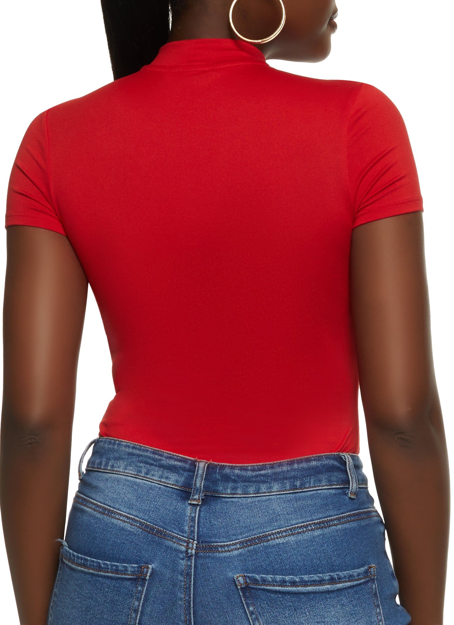 Solid Mock Neck Short Sleeve Bodysuit sold by Rainbow product image thumbnail 3