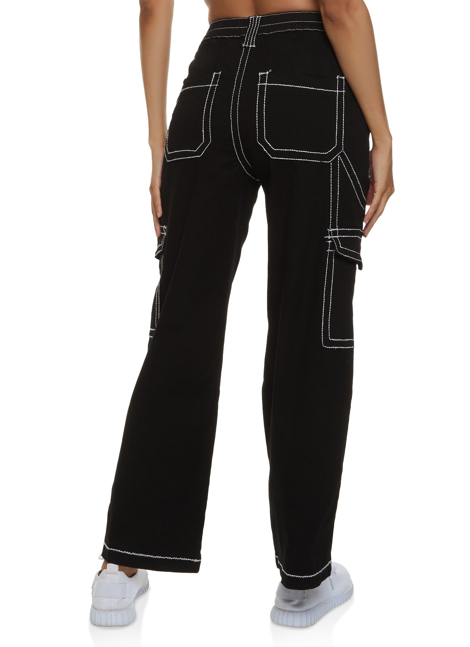 Contrast Stitch Straight Leg Cargo Pants sold by Rainbow product image thumbnail 3