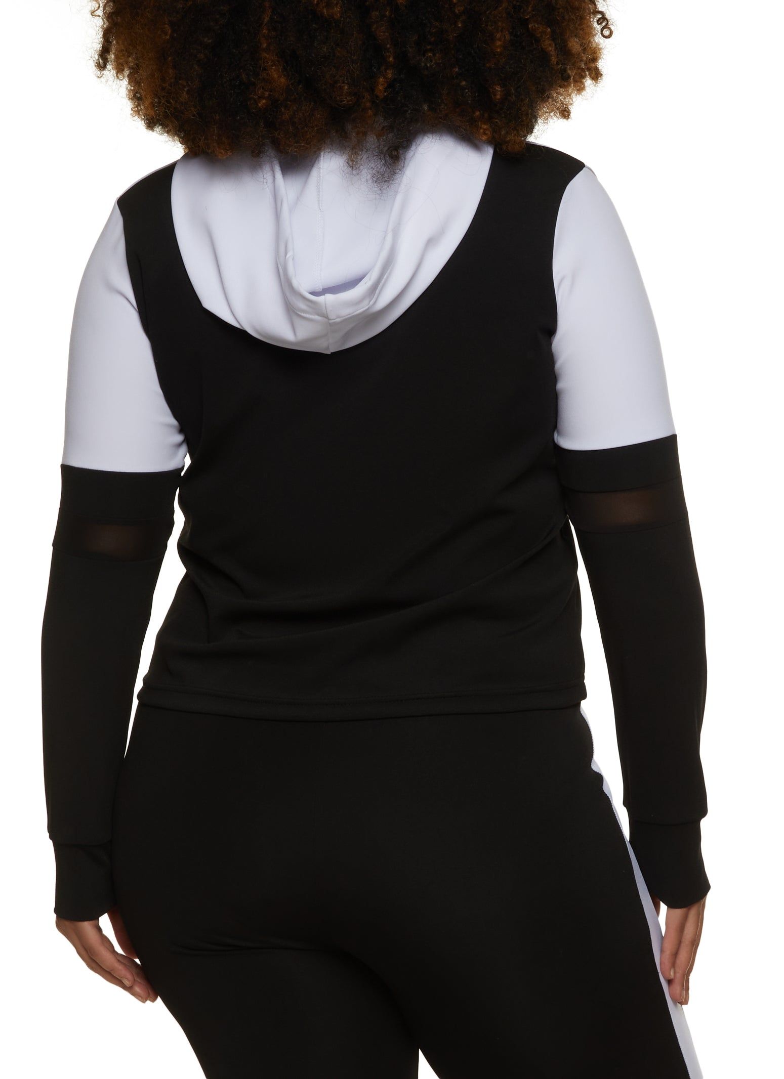 Plus Size Color Block Zip Front Hooded Track Jacket sold by Rainbow product image thumbnail 3