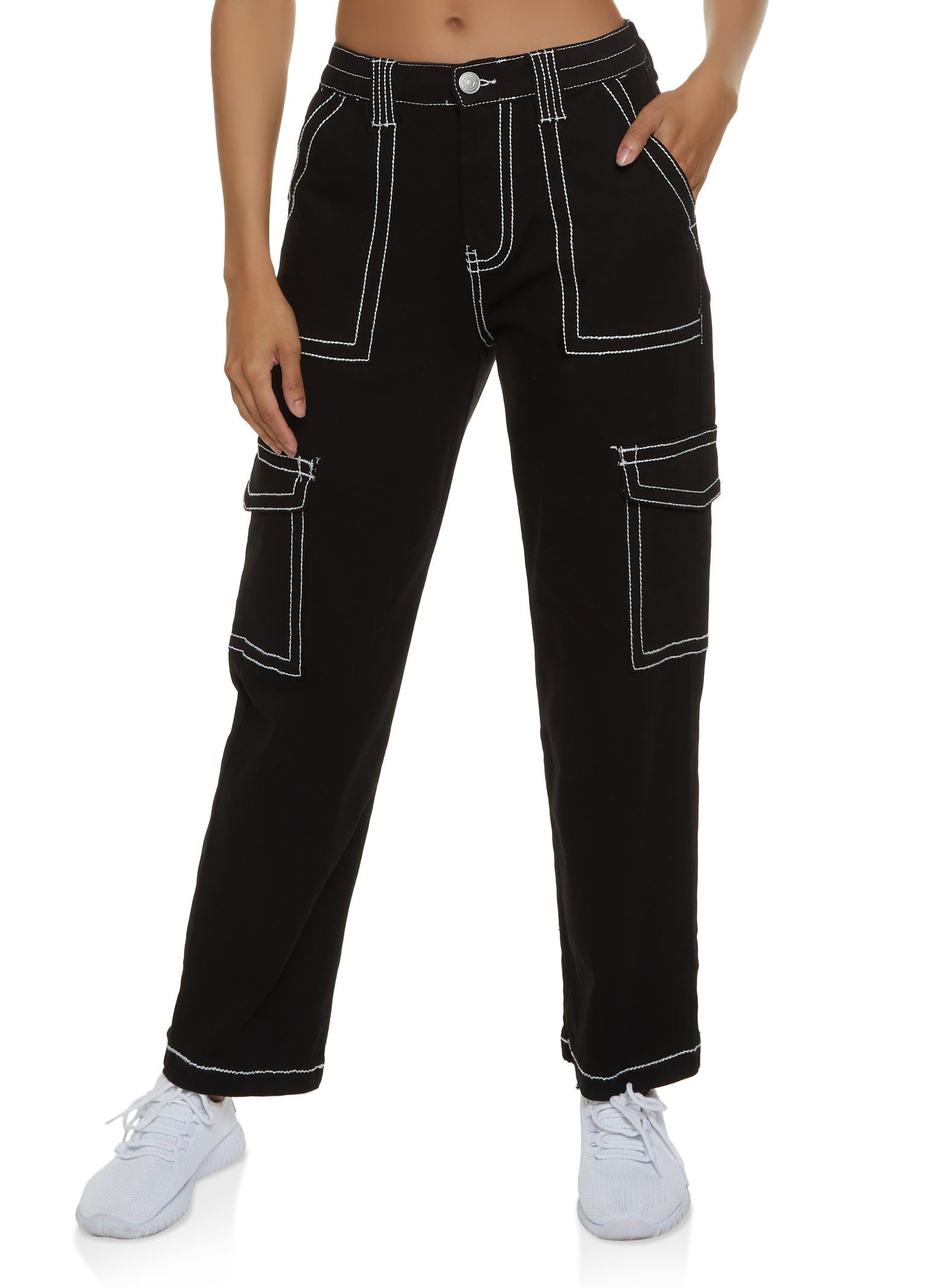 Contrast Stitch Straight Leg Cargo Pants sold by Rainbow product image thumbnail 2