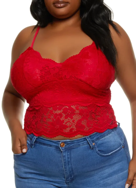 Plus Size Scalloped Lace Tiered Cami sold by Rainbow