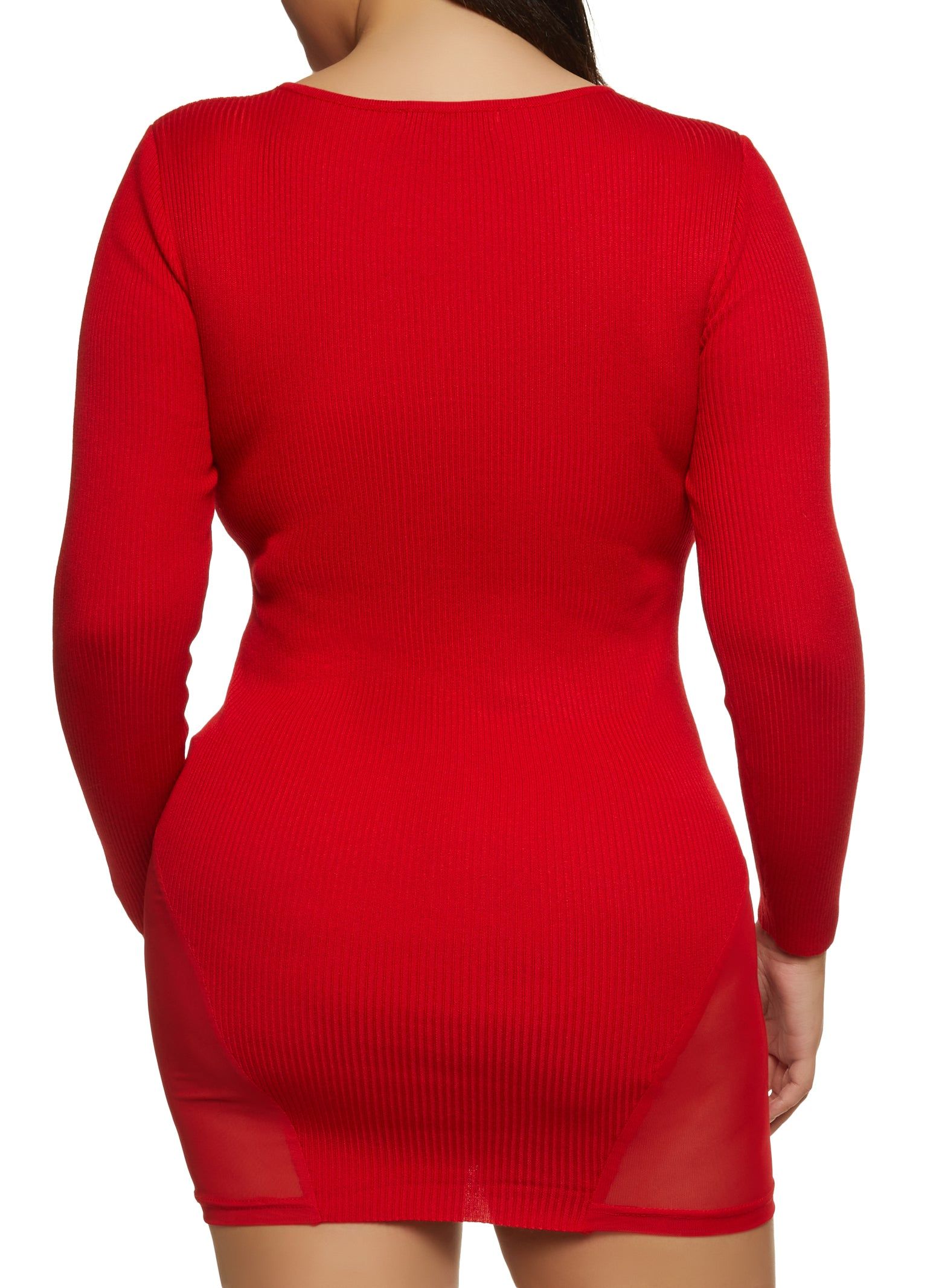 Plus Size Keyhole Mesh Insert Bodycon Dress sold by Rainbow product image thumbnail 3