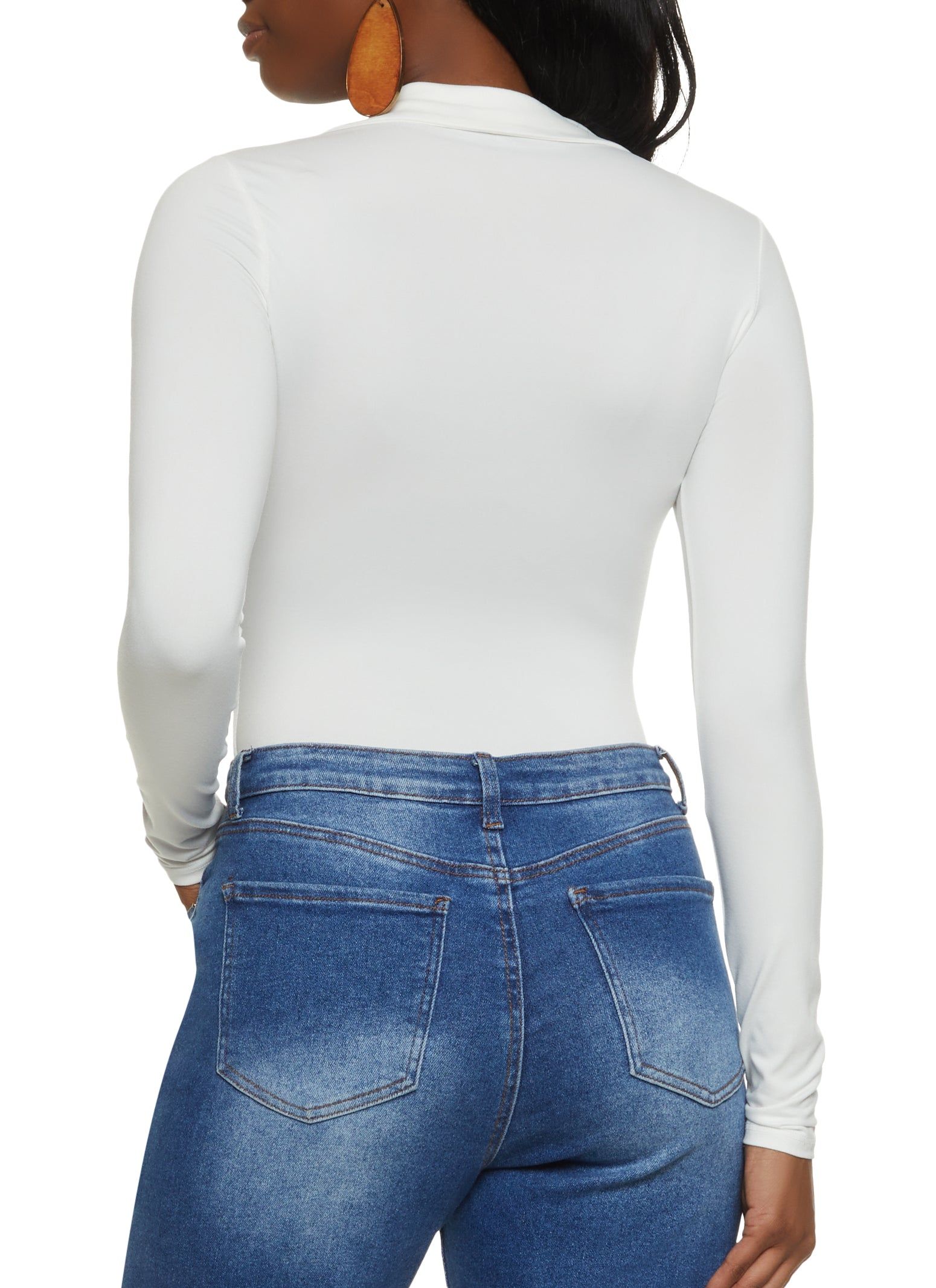 Faux Button Ruched Front Collar Bodysuit sold by Rainbow product image thumbnail 3