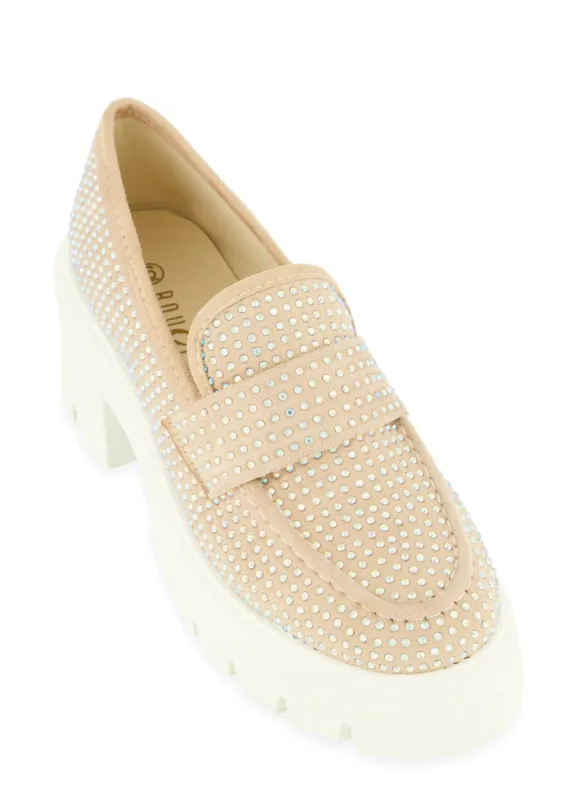 Rhinestone Studded Platform Loafers sold by Rainbow