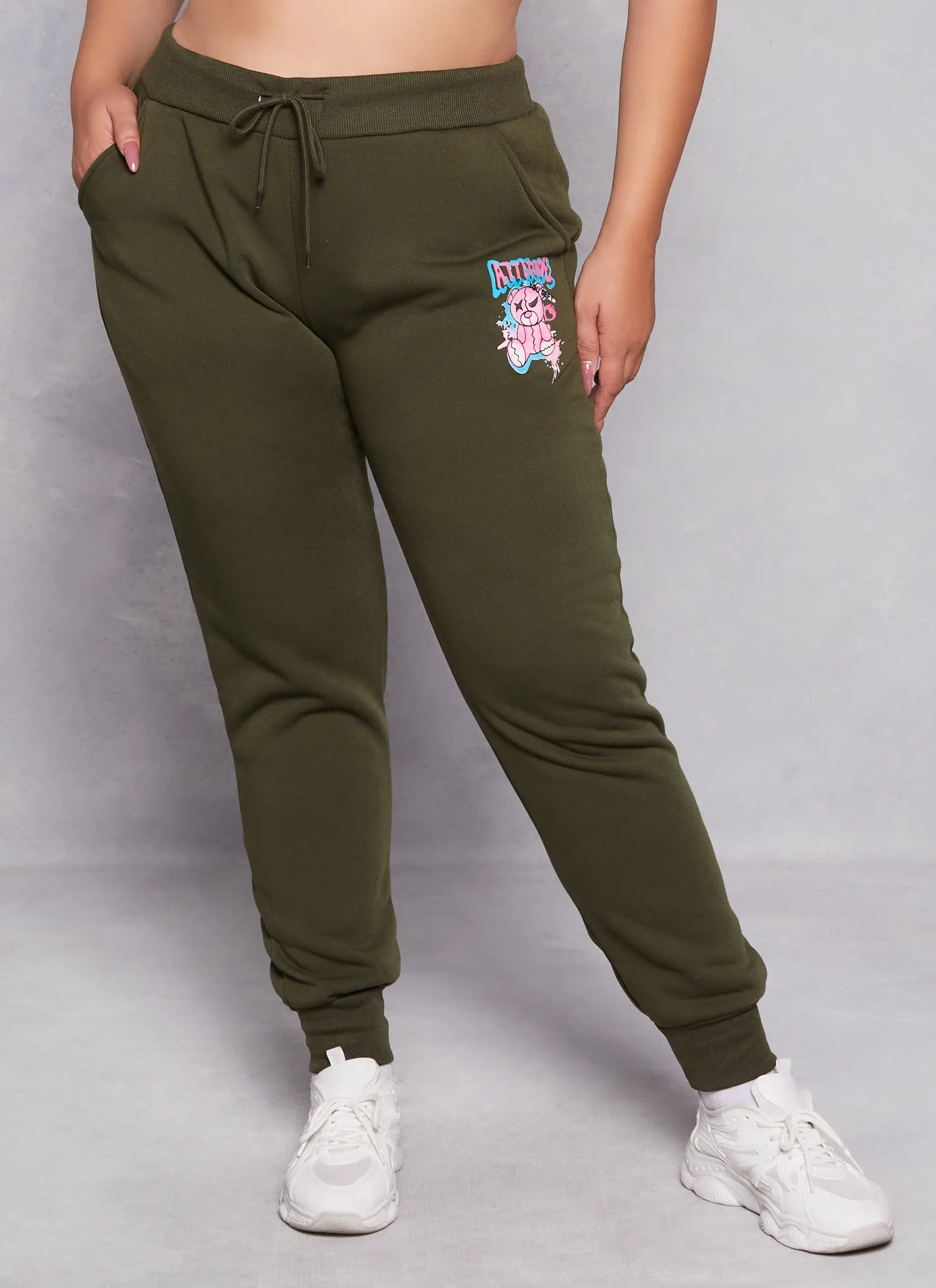Plus Size Attitude Bear Graphic Joggers sold by Rainbow product image thumbnail 2