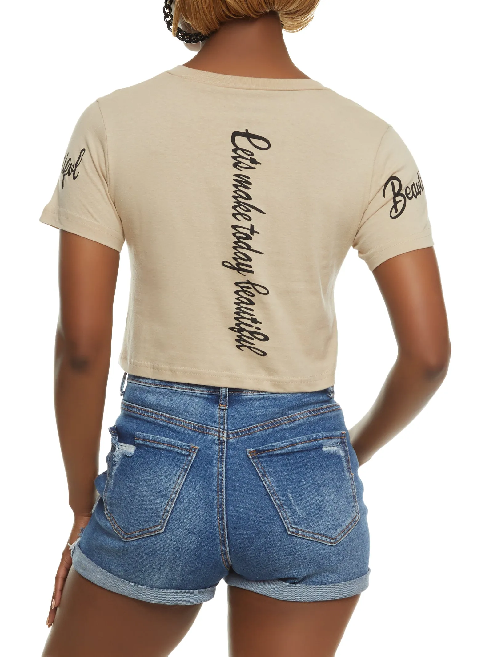 Sequin Beautiful Positive Vibes Only Hanky Hem Tee sold by Rainbow product image thumbnail 2