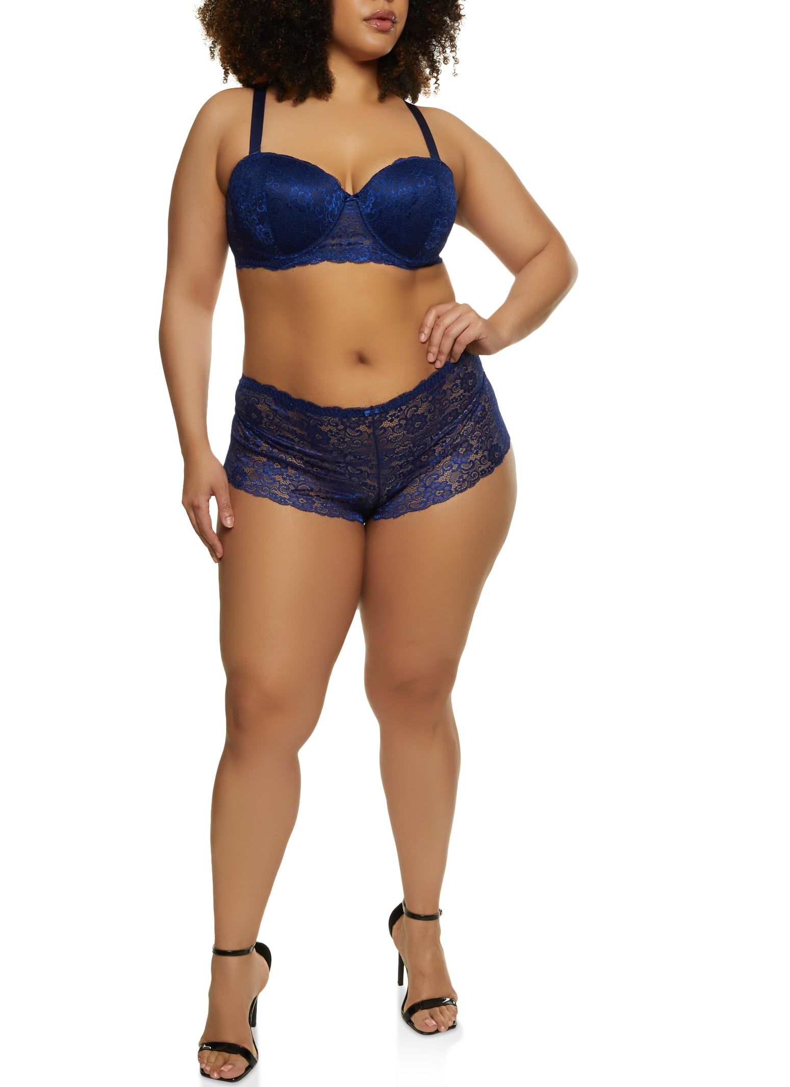 Plus Size Floral Lace Balconette Bra | Converts to Strapless sold by Rainbow product image thumbnail 2