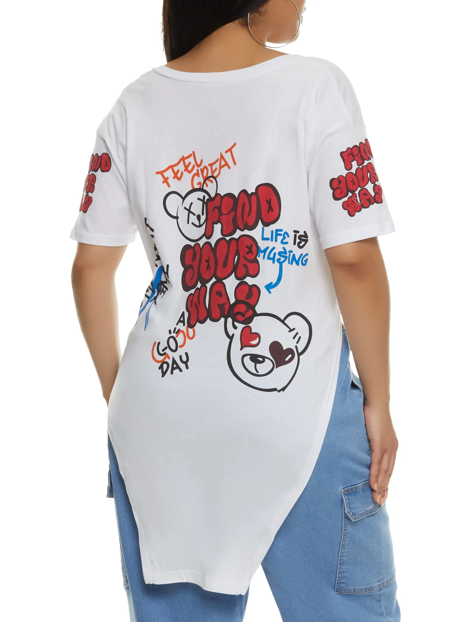 Plus Size Find Your Way Hanky Hem Back Graphic Tee sold by Rainbow product image thumbnail 2