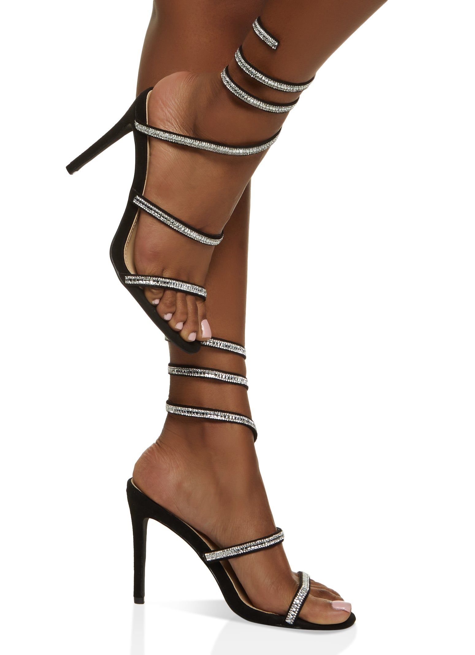 Rhinestone Ankle Wrap High Heel Sandals sold by Rainbow