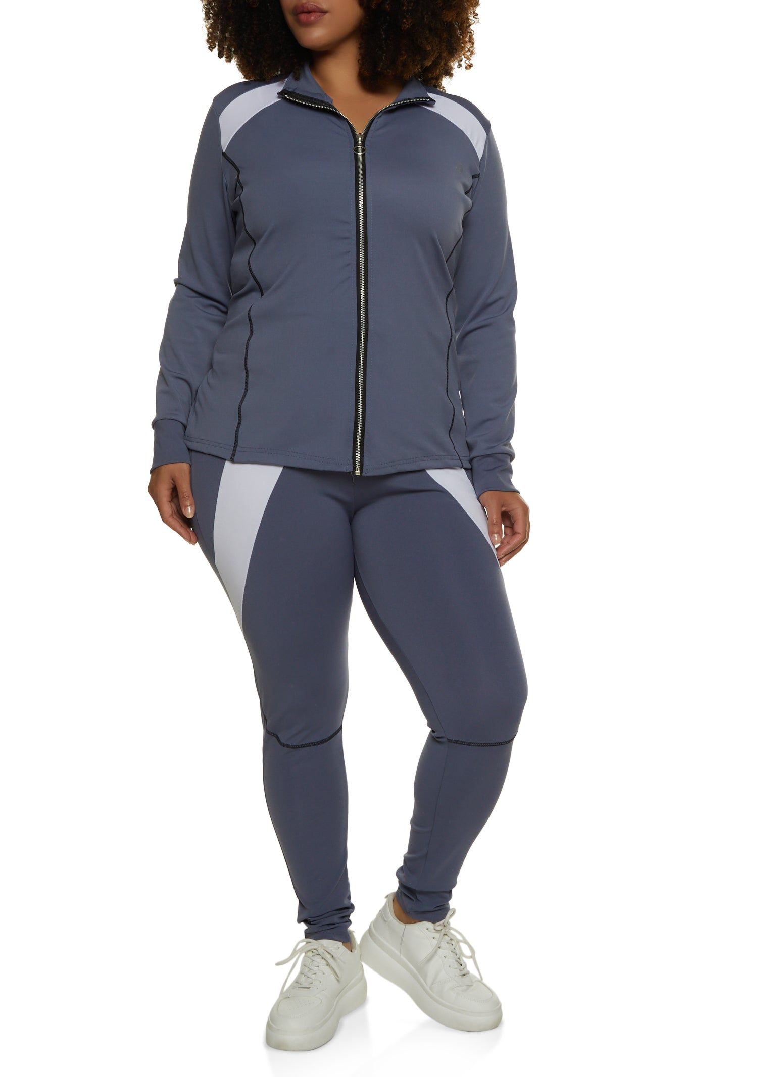 Plus Size Color Blocked Detail Zip Front Track Jacket sold by Rainbow product image thumbnail 2