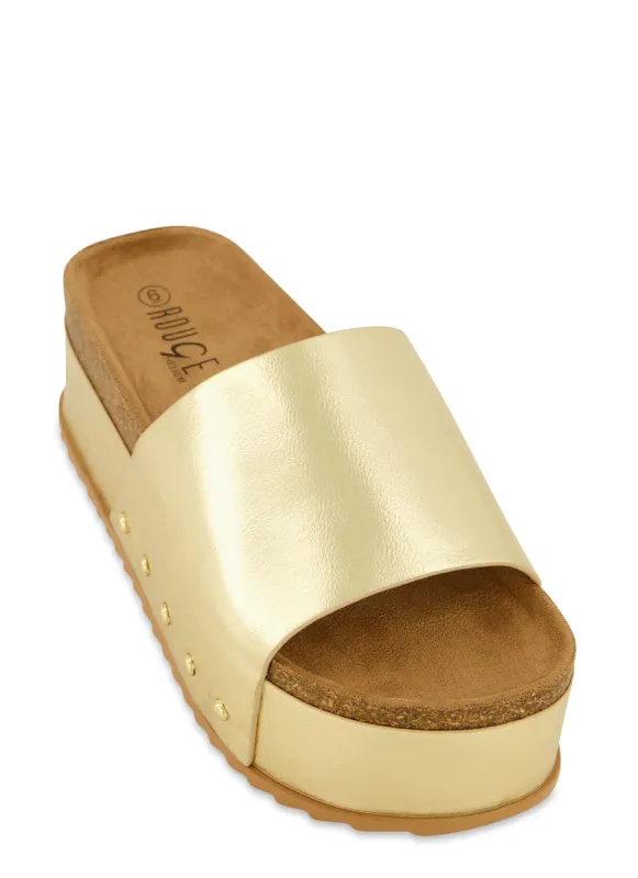 Cork Footbed Platform Slide Sandals sold by Rainbow