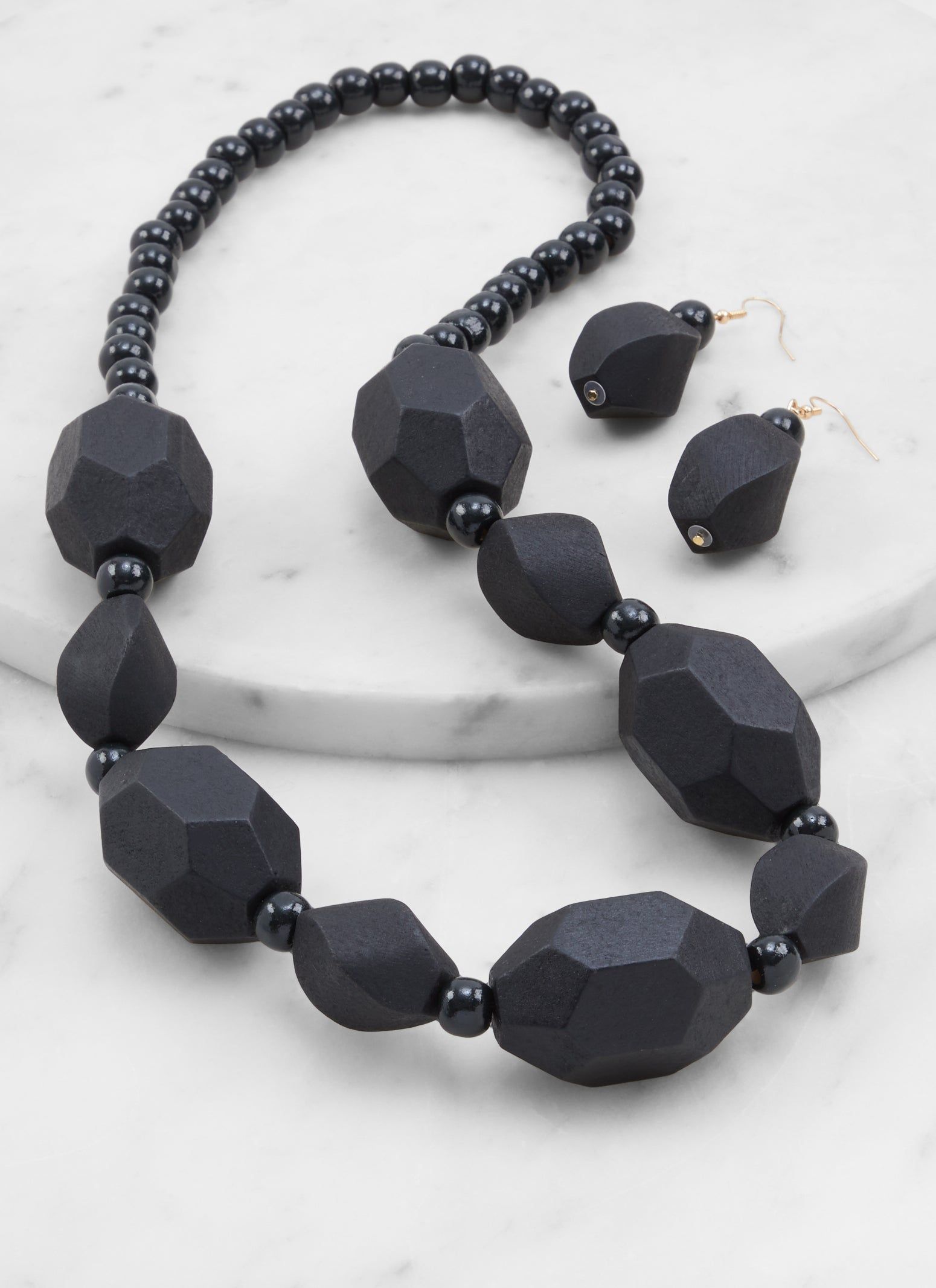 Chunky Wooden Necklace and Drop Earrings sold by Rainbow product image thumbnail 2