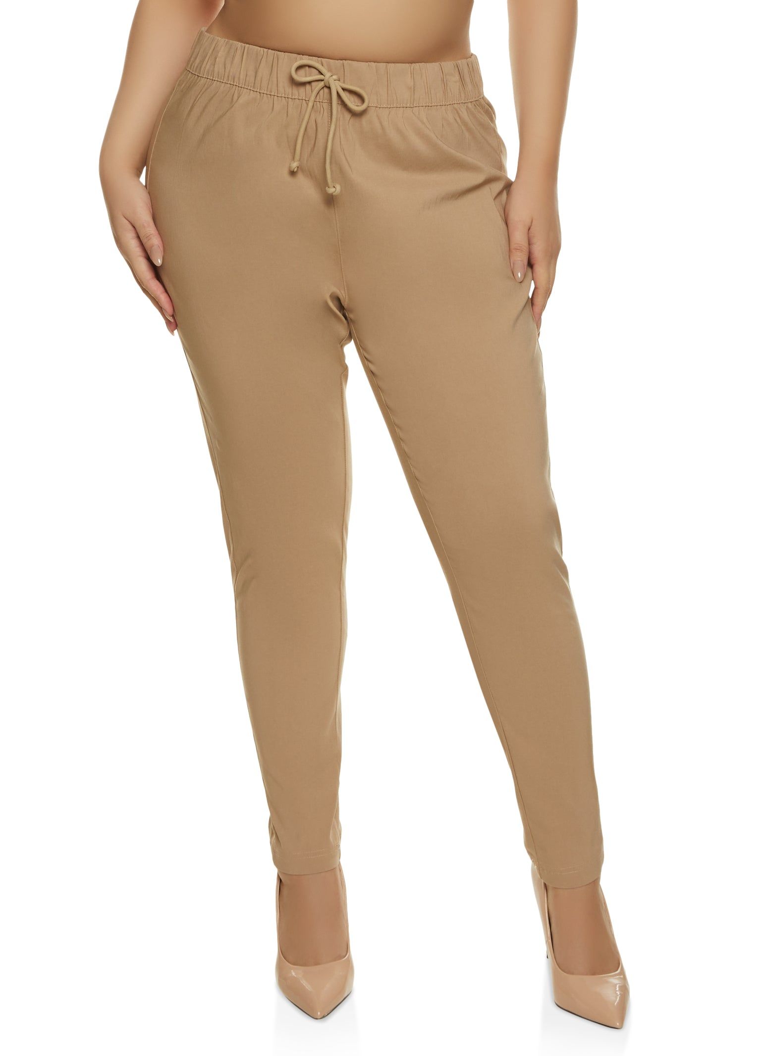 Plus Size Faux Drawstring Pull On Pants sold by Rainbow