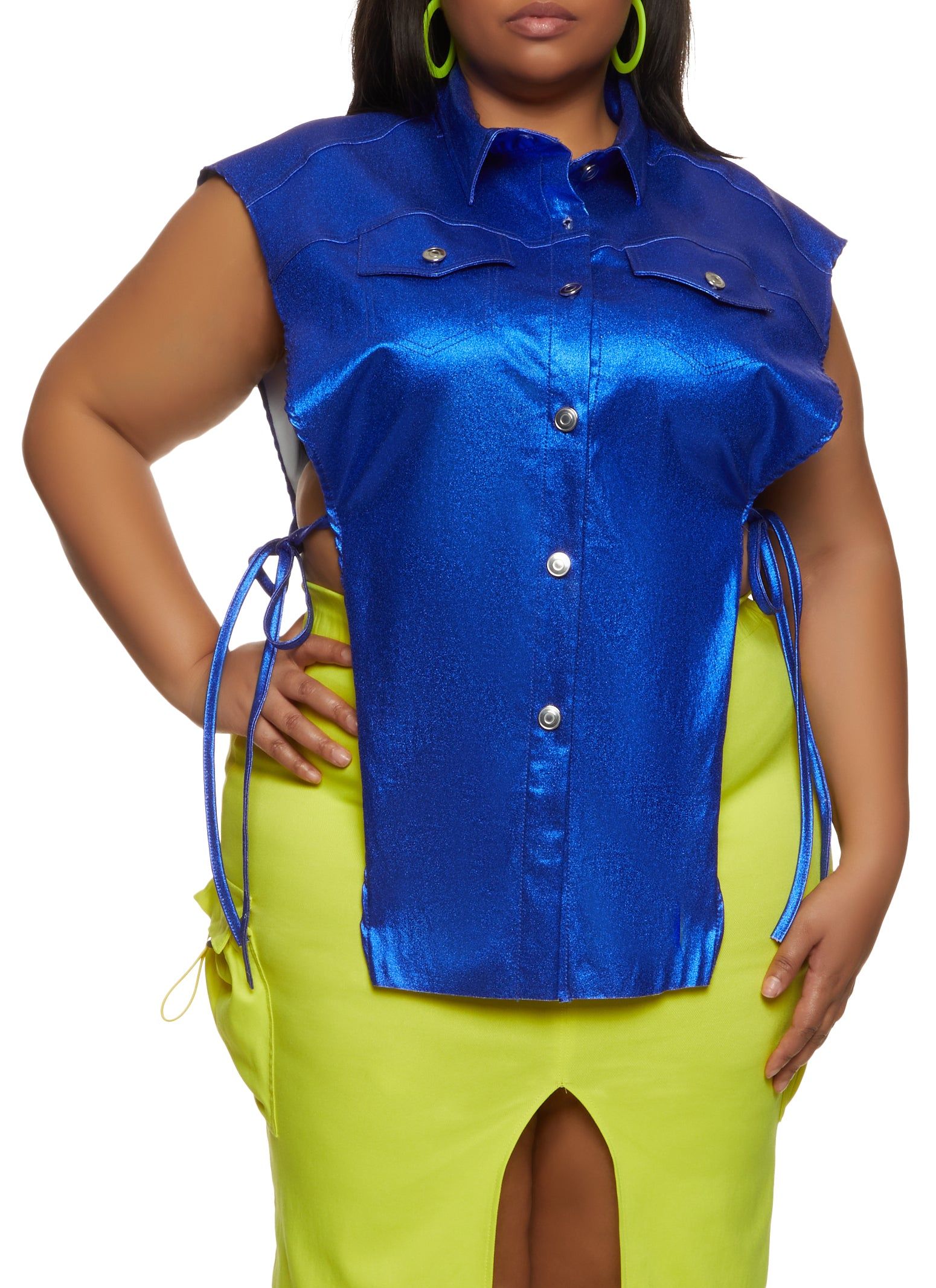 Plus Size Open Tie Side Tunic Top sold by Rainbow