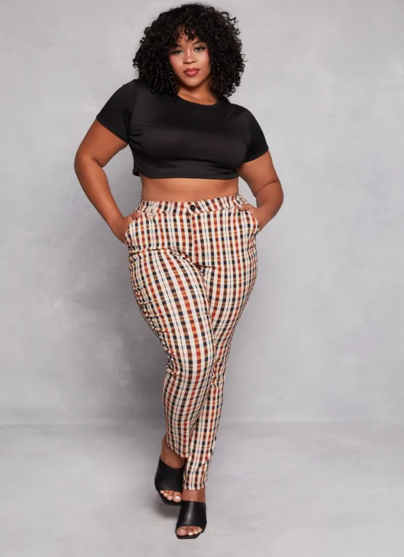 Plus Size Plaid Hyperstretch High Waist Pants sold by Rainbow