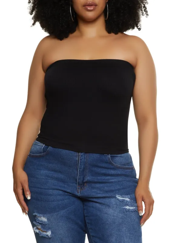 Plus Size Ribbed Knit Tube Top sold by Rainbow
