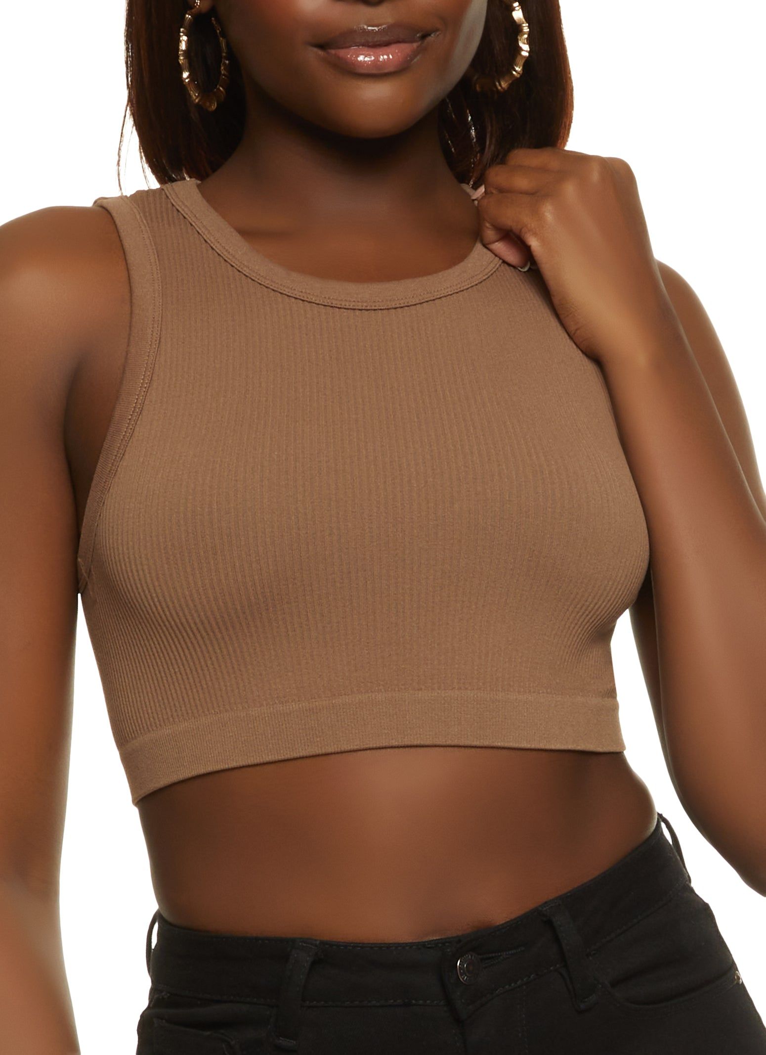 Seamless Compression Ribbed Cropped Tank Top sold by Rainbow