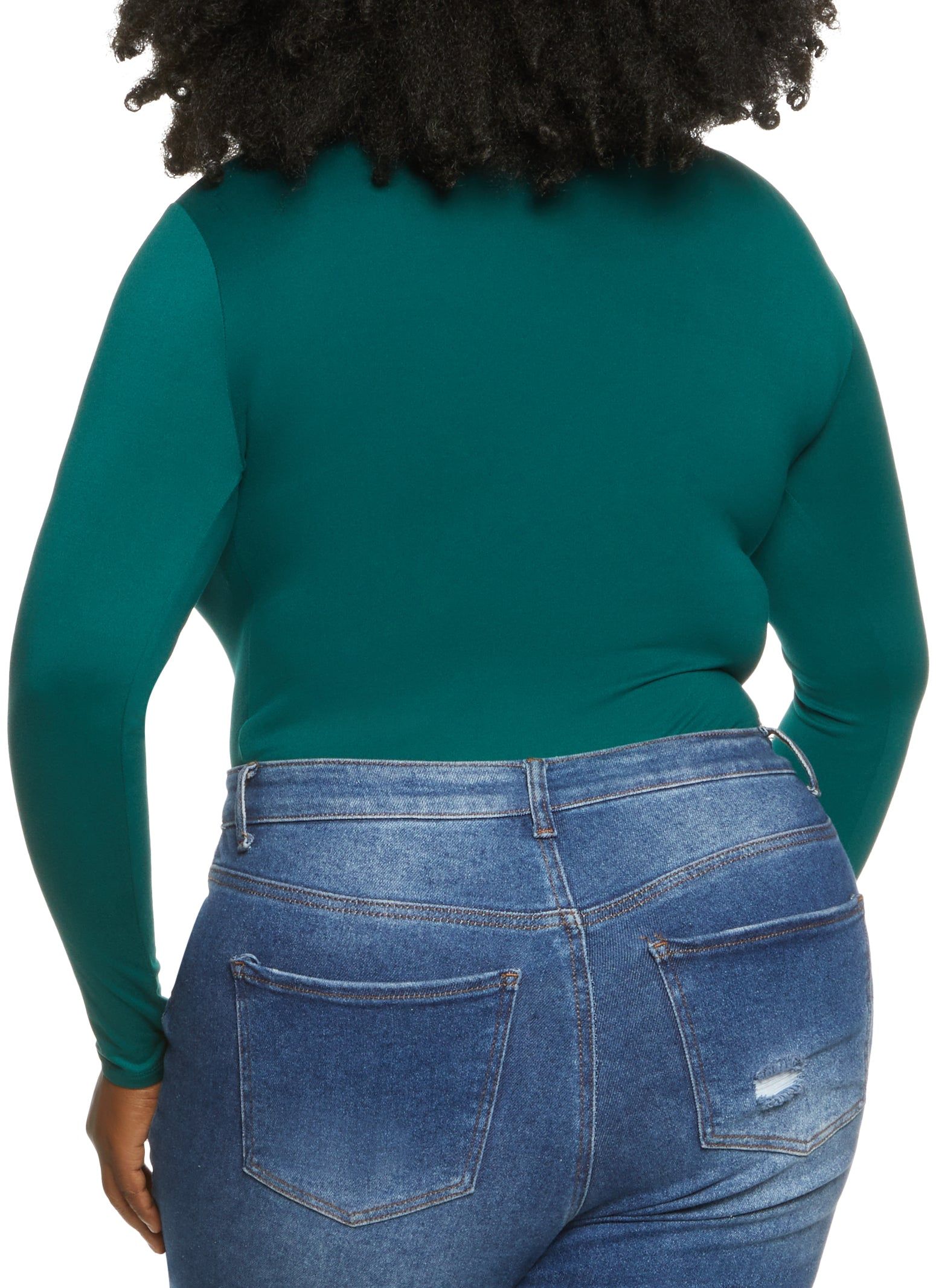 Plus Size Basic Long Sleeve Bodysuit sold by Rainbow product image thumbnail 3