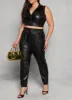 Plus Size Faux Leather Drawstring Joggers sold by Rainbow