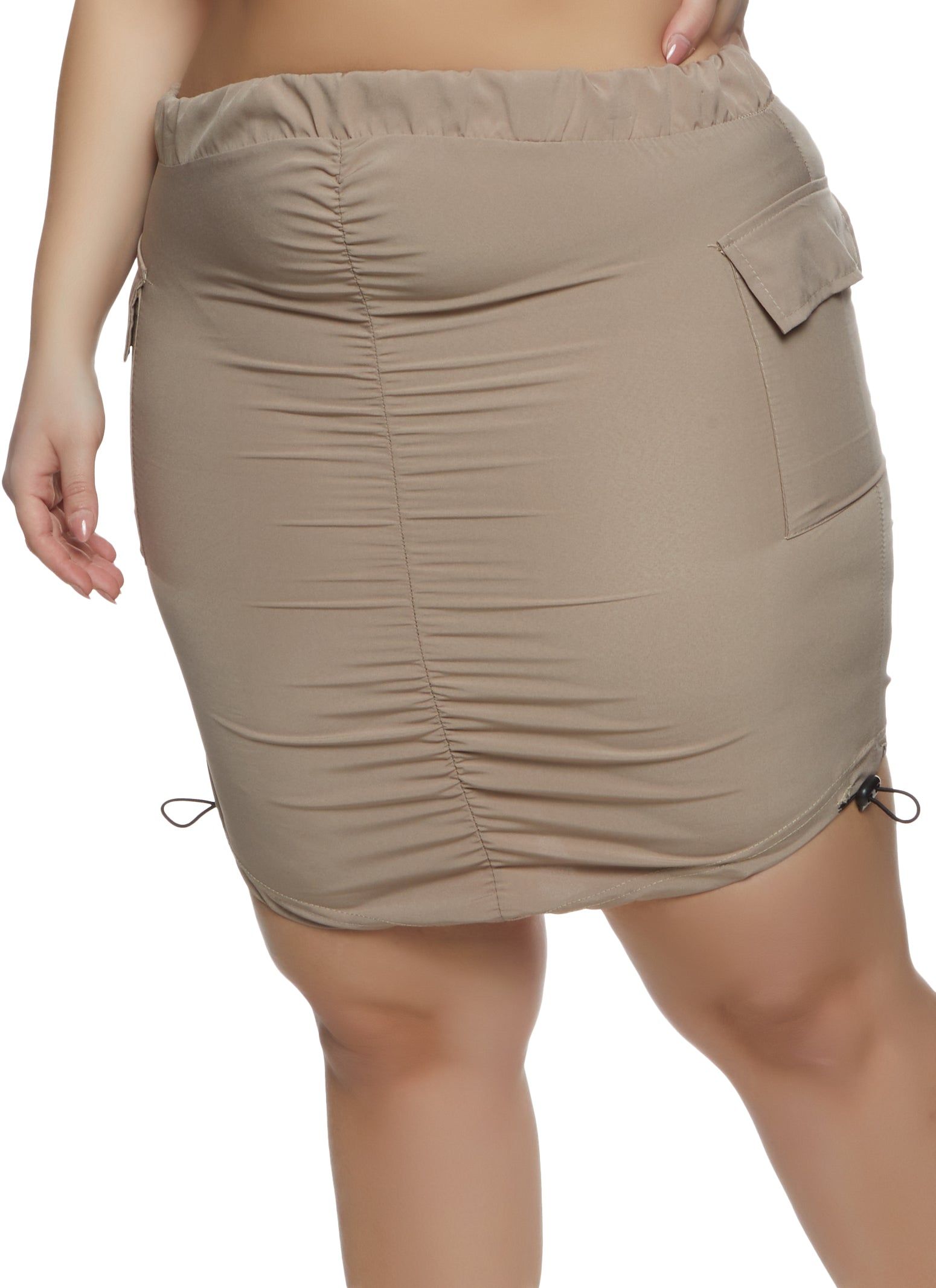 Plus Size Toggle Drawstring Hem Cargo Mini Skirt sold by Rainbow
