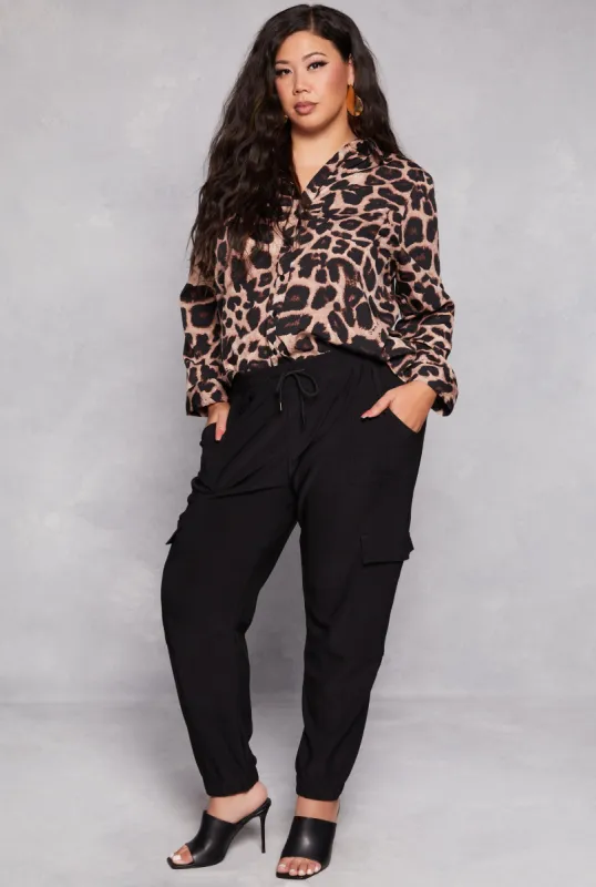 Plus Size Cargo High Waist Joggers sold by Rainbow
