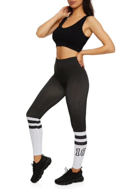 Varsity Stripe 10 High Waist Leggings sold by Rainbow