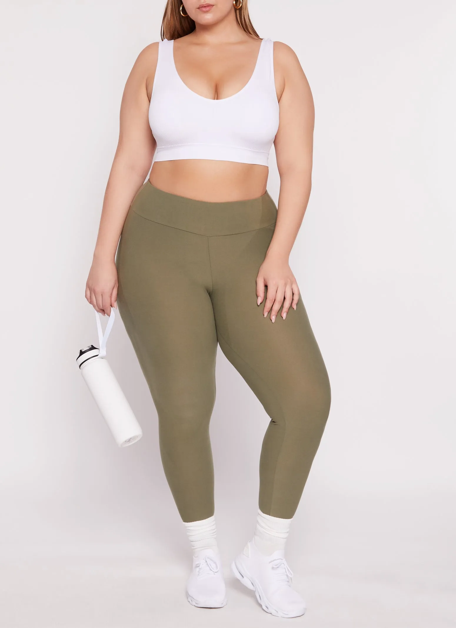 Plus Size High Waisted Basic Leggings sold by Rainbow