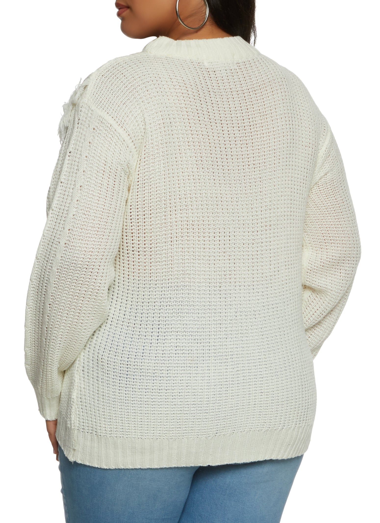 Plus Size Fringe Cable Knit Sweater sold by Rainbow product image thumbnail 2