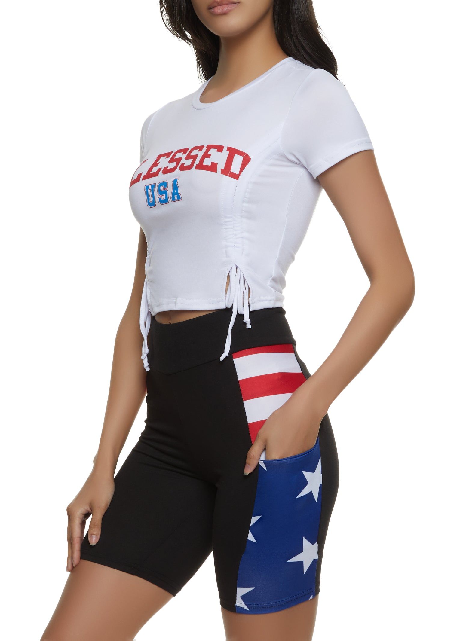 Blessed USA Ruched Graphic Tee sold by Rainbow product image thumbnail 2
