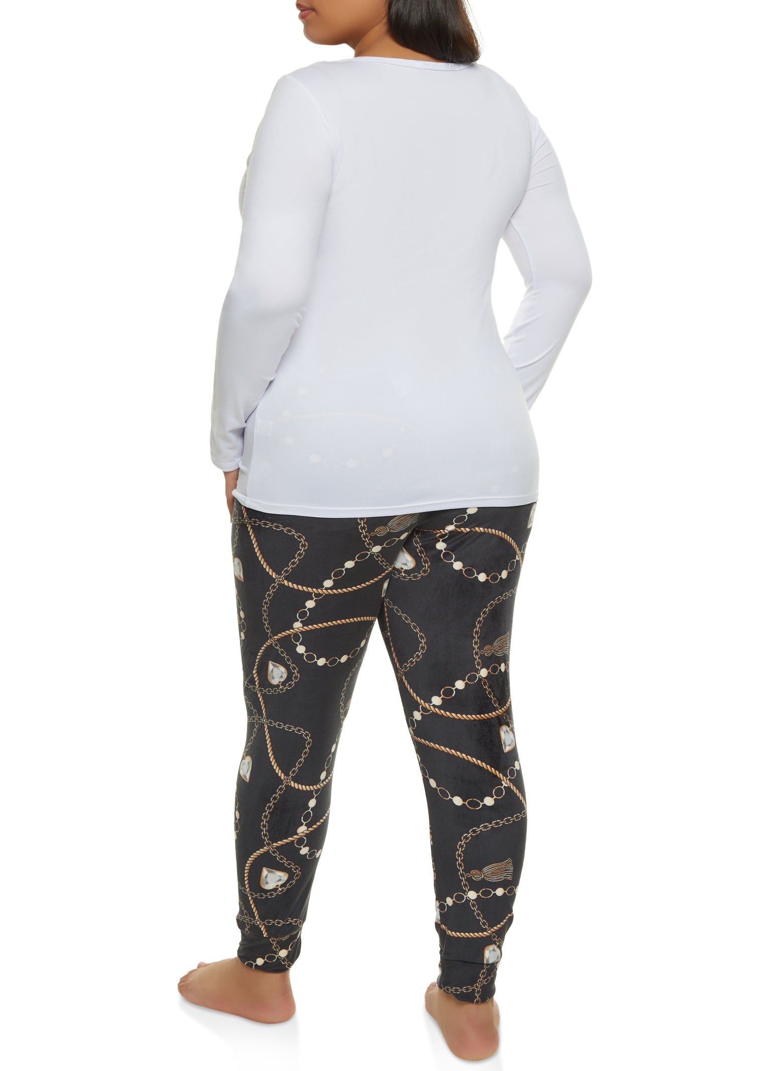 Plus Size All Day Graphic Long Sleeve Pajama Top and Velour Pants sold by Rainbow product image thumbnail 2